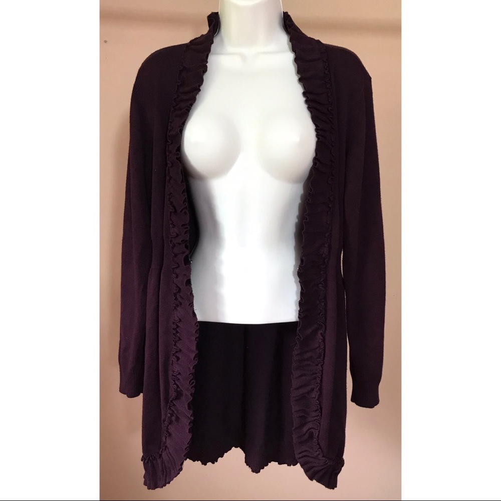Style & Co Purple Ruffled Cardigan